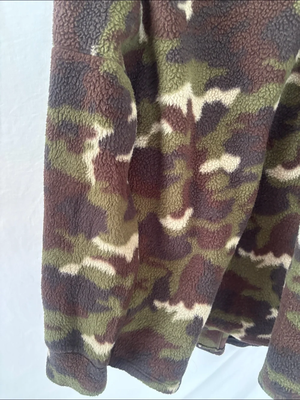 7th Ray Camouflage Fleece Jacket in Green, Brown & Cream